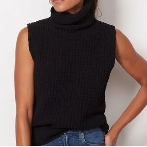 John + Jenn Black Sleeveless Turtleneck Sweater chunky knit sweater vest medium